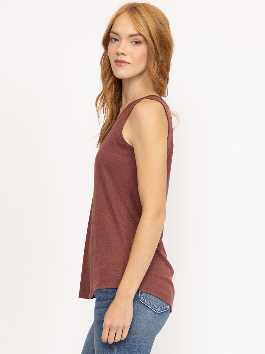 Women's Ribbed Henley Tank