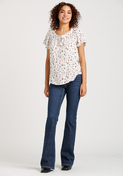 Women's Ditsy Floral Peasant Top Image 4