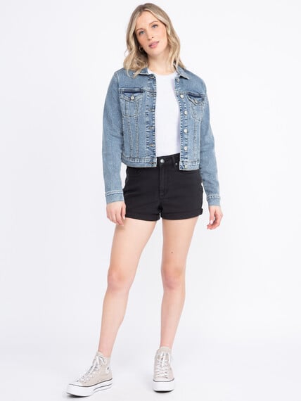 Women's High Rise Black Denim Shortie Women's High Rise Black Denim Shortie Image 1