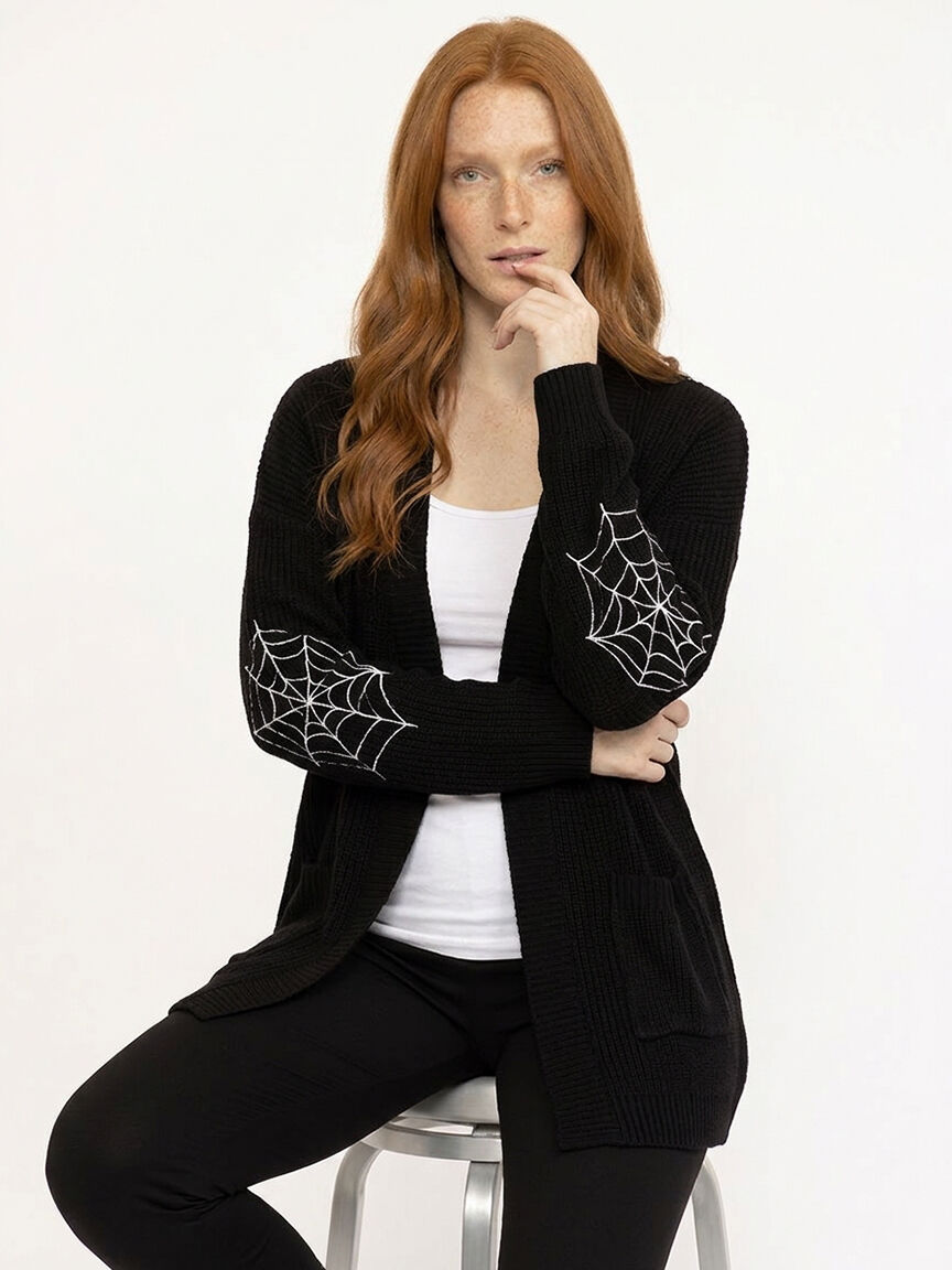 Women's Ribbed Cardigan With Embroidery