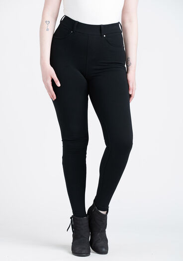 Women's 4 Pocket Pull-on Ponte Pant, BLACK