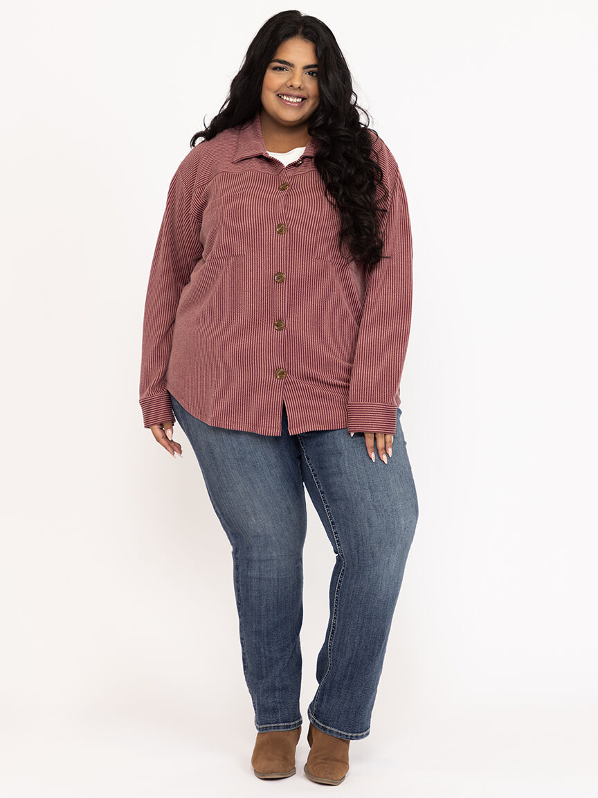 Women's Two Tone Button Front Shirt