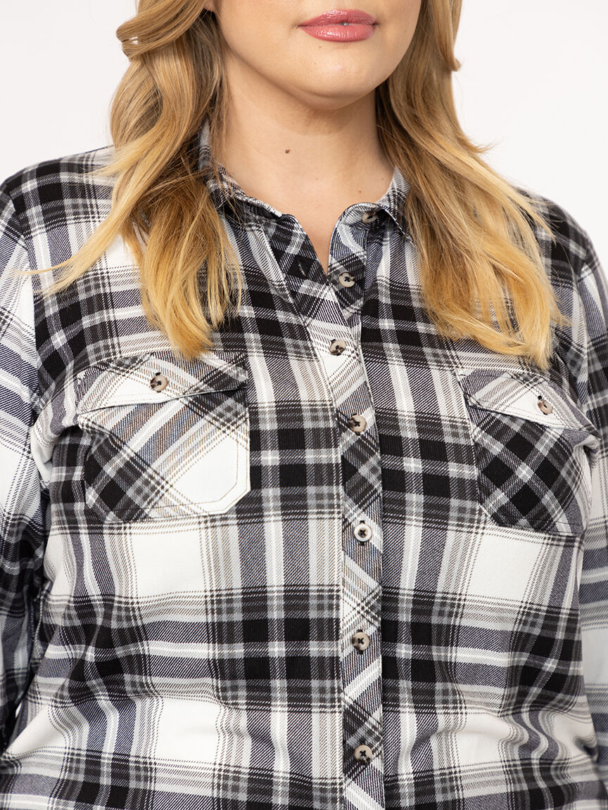 Women's Brushed Knit Plaid Shirt