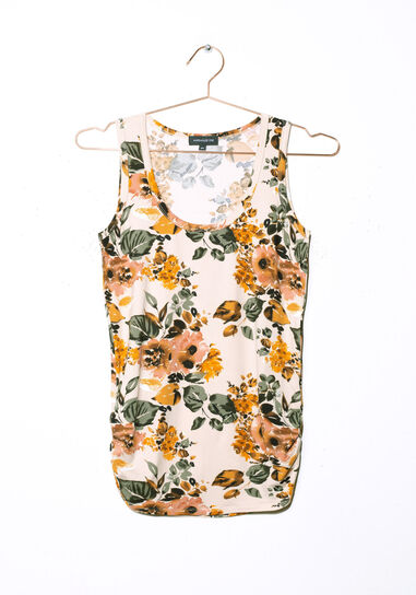 Women's Floral Side Ruched Tank