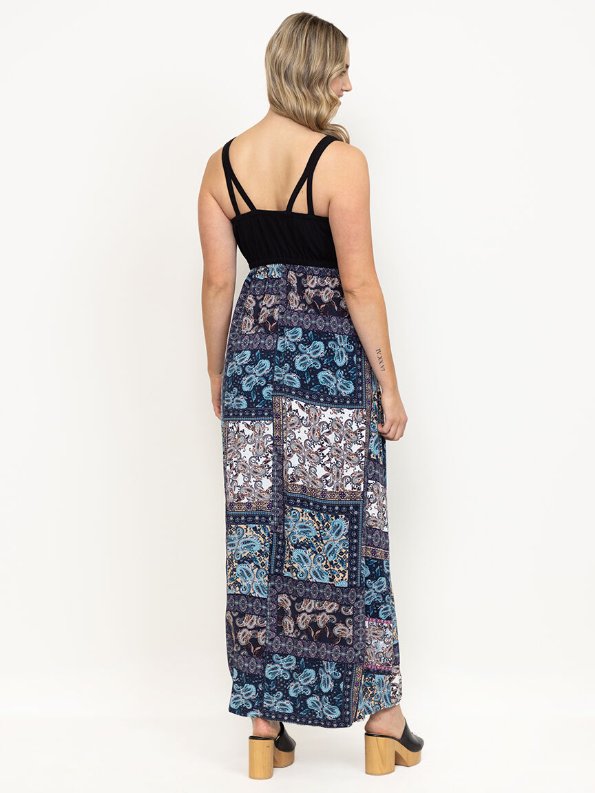 Women's Colour Block Scarf Maxi Dress