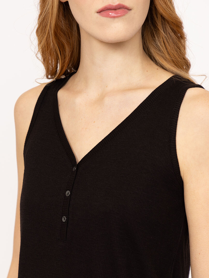 Women's Ribbed Henley Tank