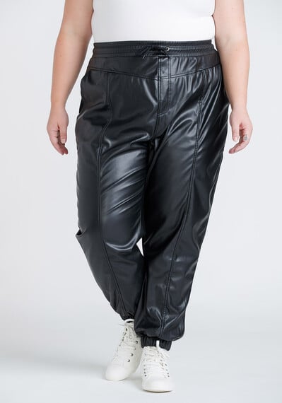 Women's Plus Size High Rise Faux Leather Jogger Women's Plus Size High Rise Faux Leather Jogger Image 1