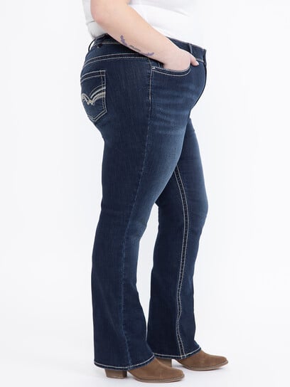 Women's Plus Dark Wash Contrast Thick Stitched Baby Boot Women's Plus Dark Wash Contrast Thick Stitched Baby Boot