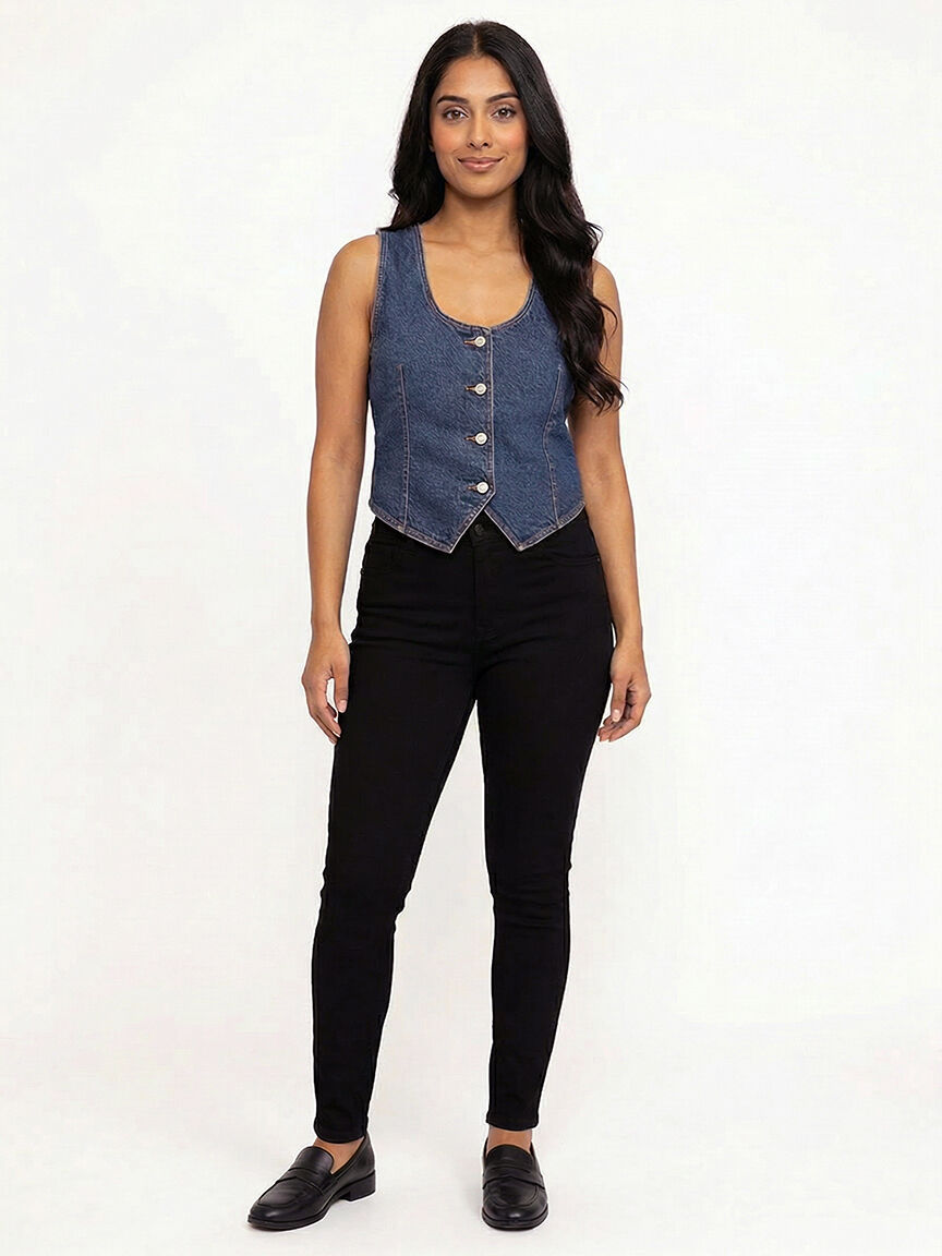 Women's V-neck Cropped Denim Vest