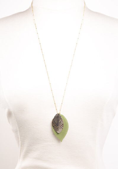 Filagree Olive Leaf Stack Gold Necklace Image 4
