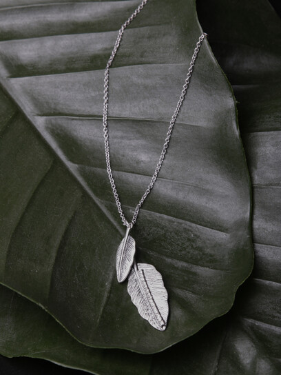Women's Leaf with Pave Stud Necklace