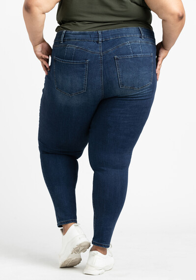 Women's Plus 2 Button Destroyed Skinny Jeans Women's Plus 2 Button Destroyed Skinny Jeans Image 4