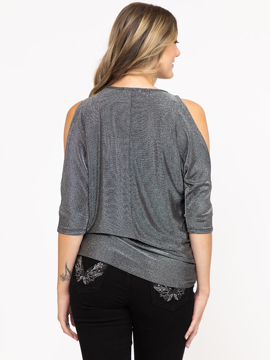 Women's Shimmer Split Sleeve Top