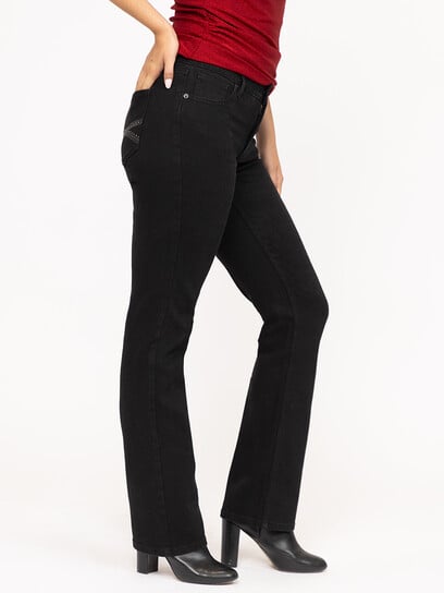 Women's Embellished Black Straight Leg Jeans Women's Embellished Black Straight Leg Jeans