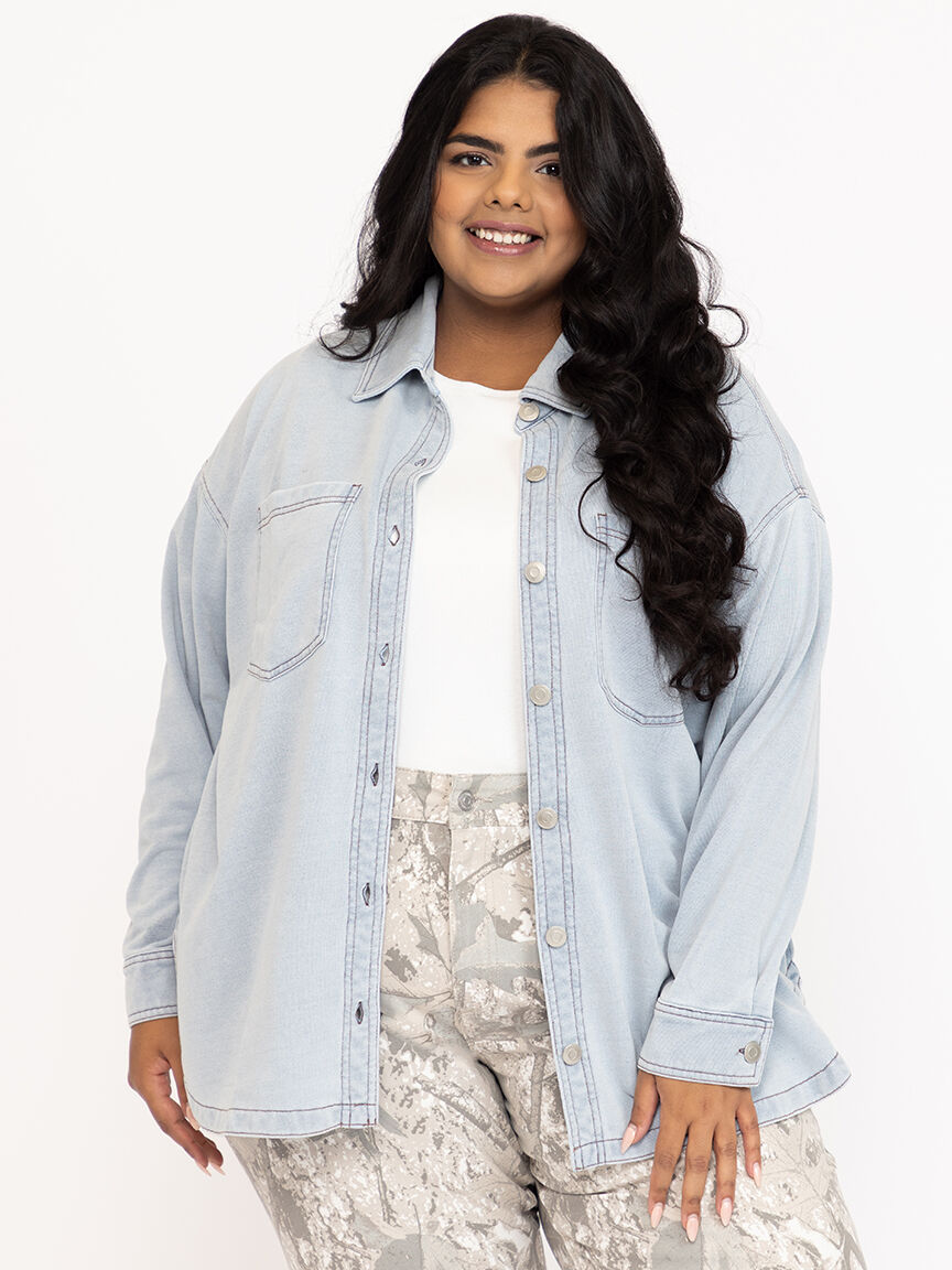 Women's Knit Denim Shirt