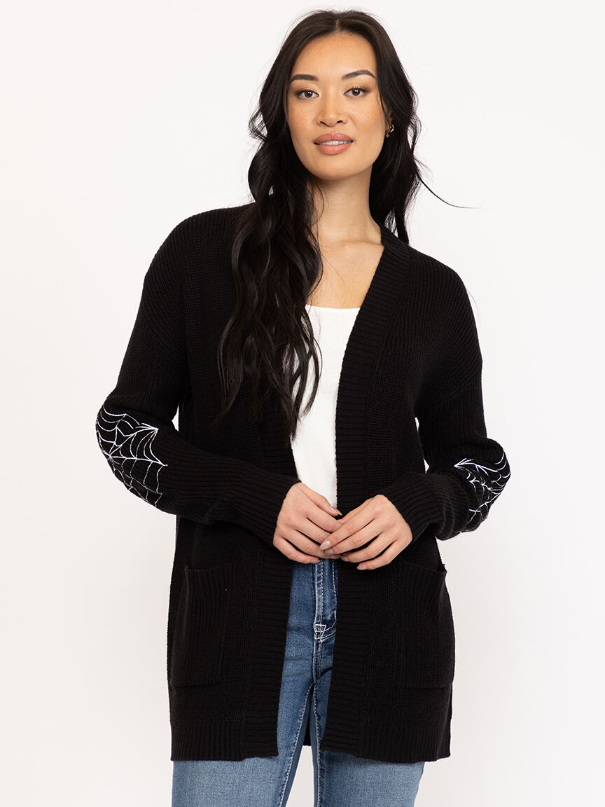 Women's Ribbed Cardigan With Embroidery