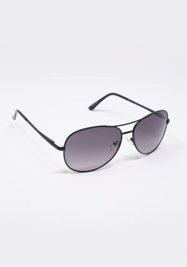 Men's Black Frame Aviator Sunglasses