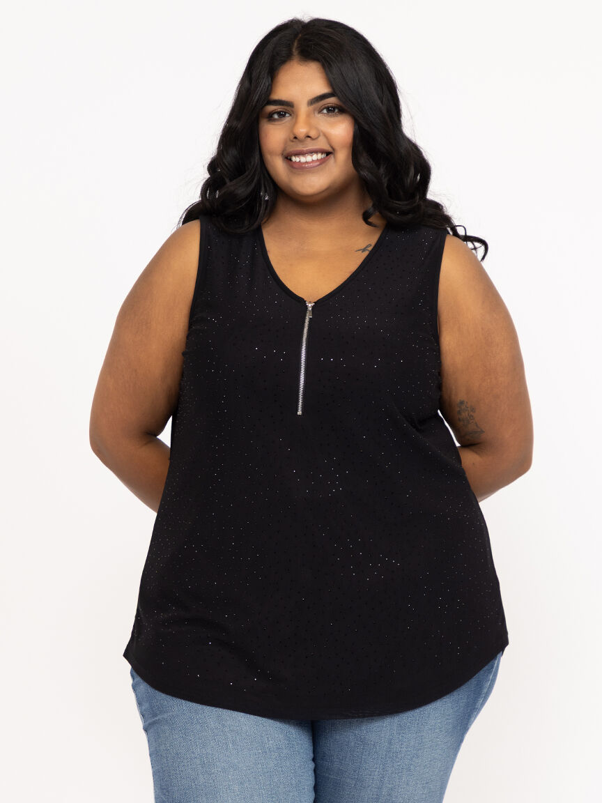 Women's Studded Zip Front  Tank