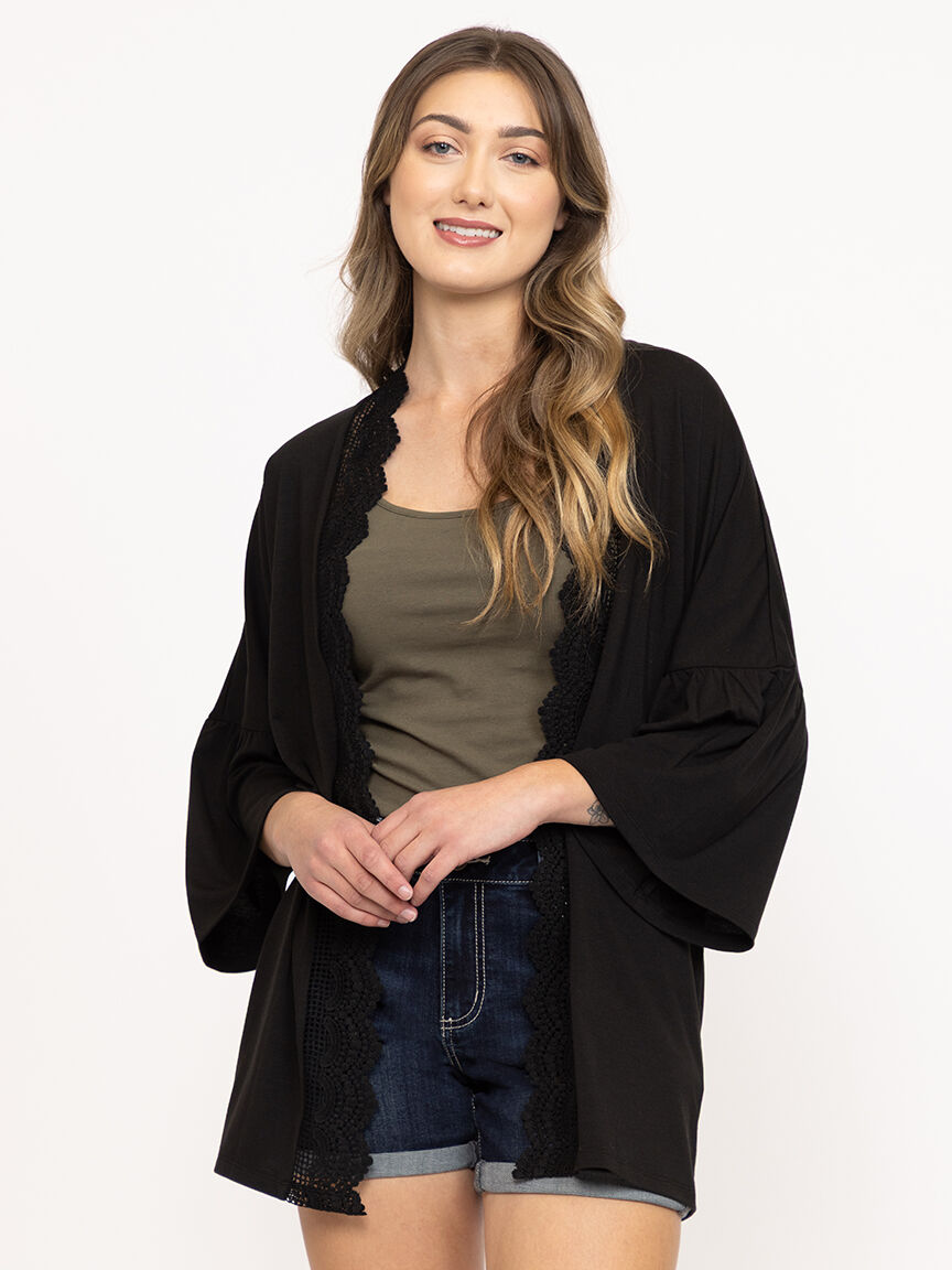 Women's Crochet Trim Cardigan