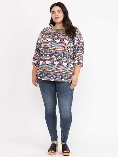 Women's Geo Peasant Top Women's Geo Peasant Top
