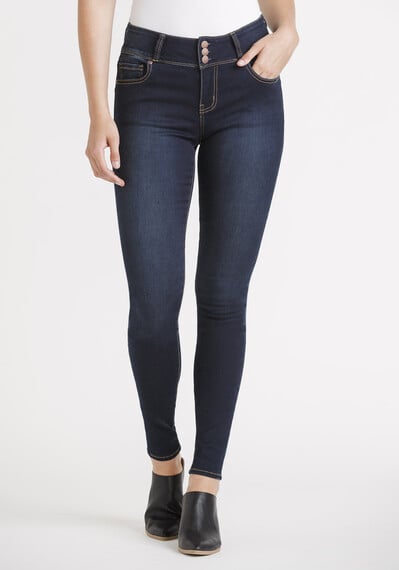Women's 3 Button Waist Skinny Jeans Image 1