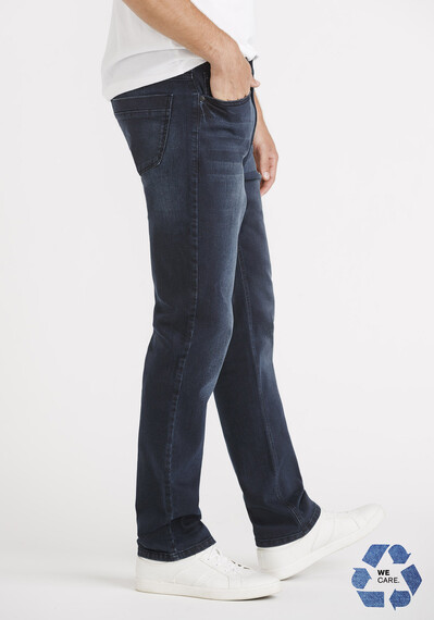Men's Black Blue Relaxed Slim Jeans Image 3