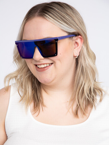 Women's Purple Shield Sunglasses Image 4