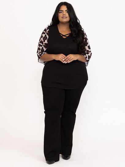 Women's Leopard Flutter Sleeve Top Women's Leopard Flutter Sleeve Top