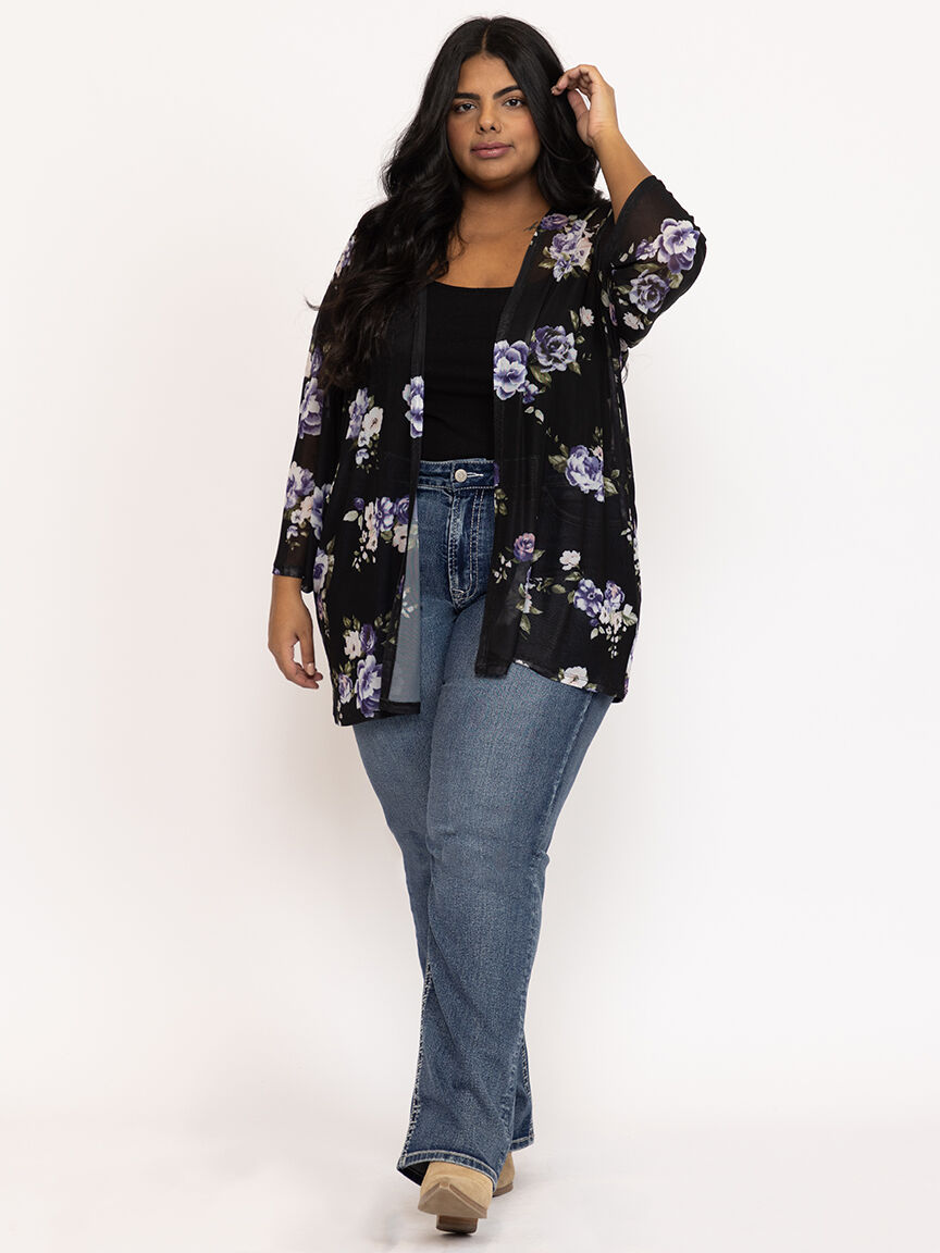 Women's Floral Mesh Cardigan