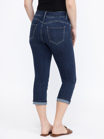 Women's 2 Button Dark Washed Jean Capri Women's 2 Button Dark Washed Jean Capri Image 4