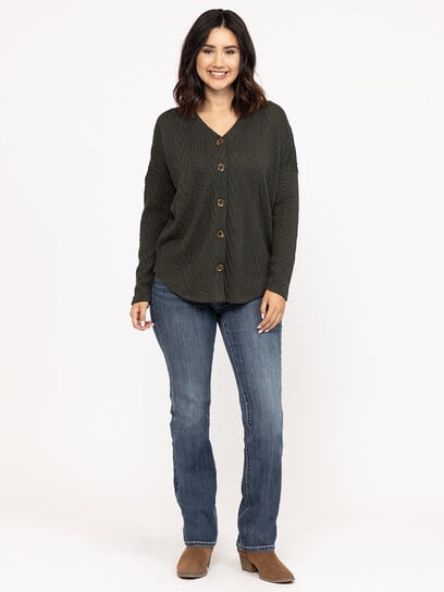 Women's Cable Button Front Top Women's Cable Button Front Top