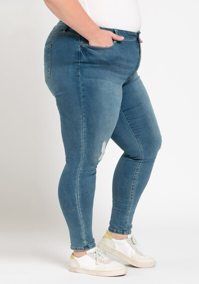 Women's Plus Size High Rise Destroyed Skinny Jeans Image 3