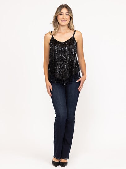 Women's Sequin Fringe Strappy Tank Top Women's Sequin Fringe Strappy Tank Top