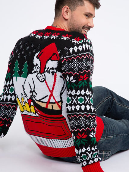 Men's Santa & Beer Sweater Image 4