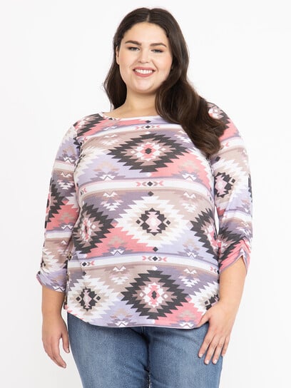 Women's Geo Side Button Top Women's Geo Side Button Top