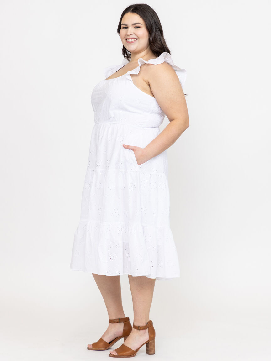 warehouse cotton dress Stone Warehouse Stripe Cotton Broderie Midi Dress