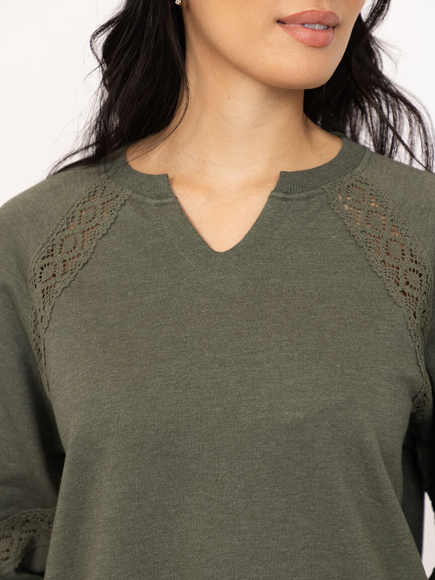 Women's Crochet Trim Sweatshirt