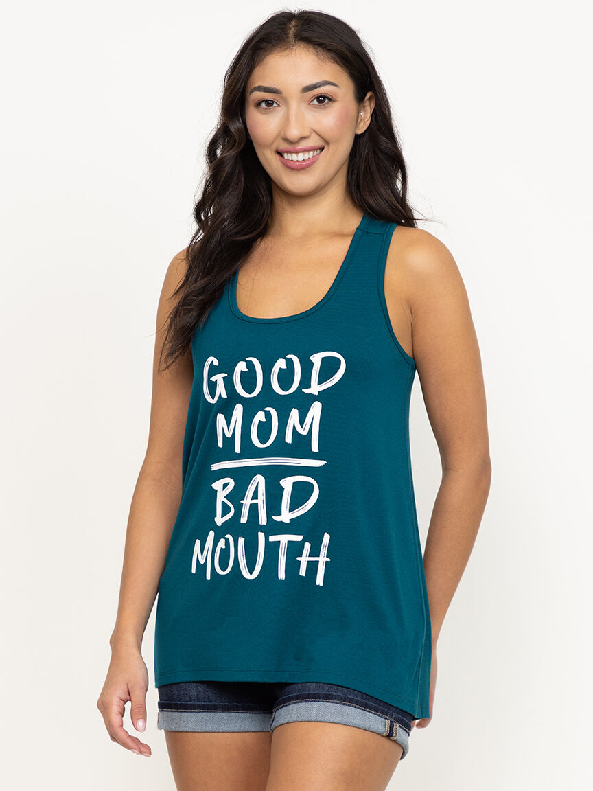 Women's Good Moms Bad Words Racerback Tank