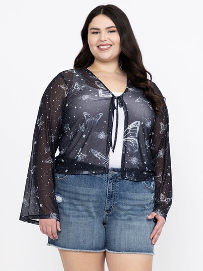 Women's Mesh Tie Front Cardigan Women's Mesh Tie Front Cardigan