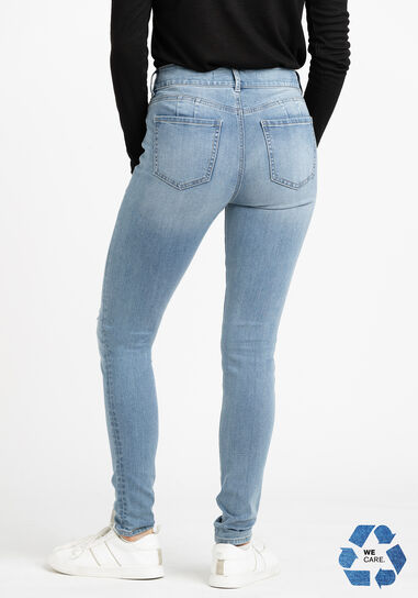 Women's 2 Button Rip & Repair Skinny Jeans
