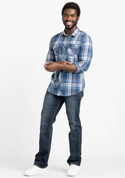 Men's Roll Sleeve Plaid Shirt Image 3