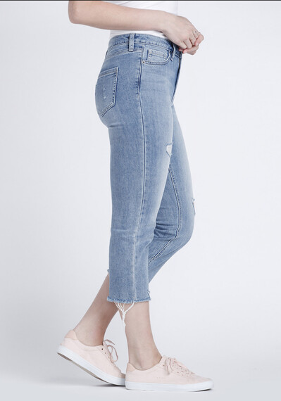 Women's Raw Hem Straight Crop Jeans Image 3