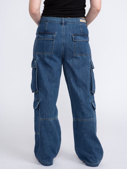 Women's Vintage Low Waist Side Cargo Pocket Jeans Image 4