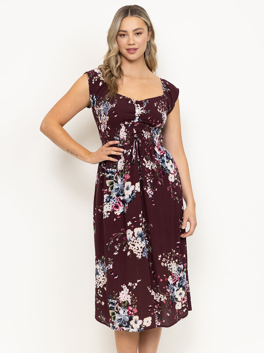 Women's Flutter Sleeve Midi Dress