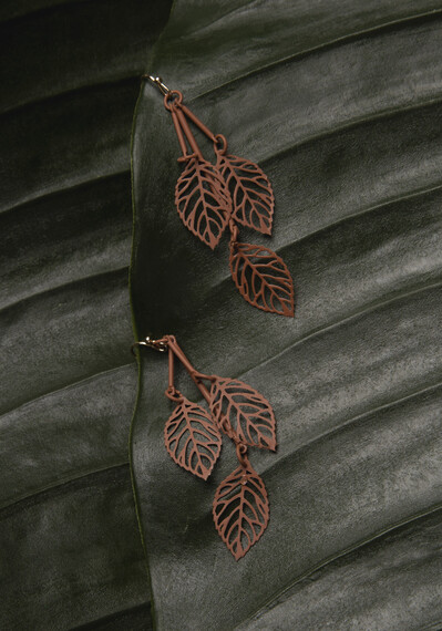 Women's Leaf Drop Earrings Image 3