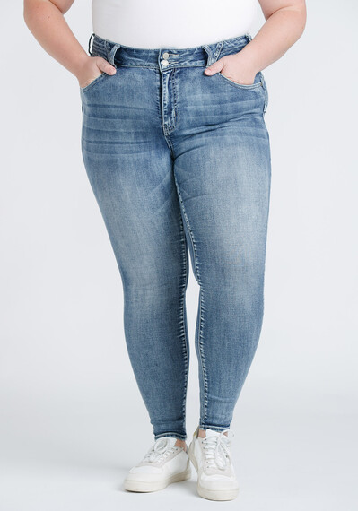 Women's Plus Size 2 Button Waist Skinny Jeans Women's Plus Size 2 Button Waist Skinny Jeans Image 1