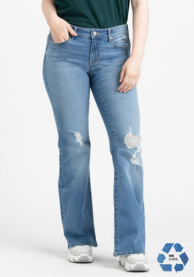 Women's Low Rise Destroyed Flare Jeans