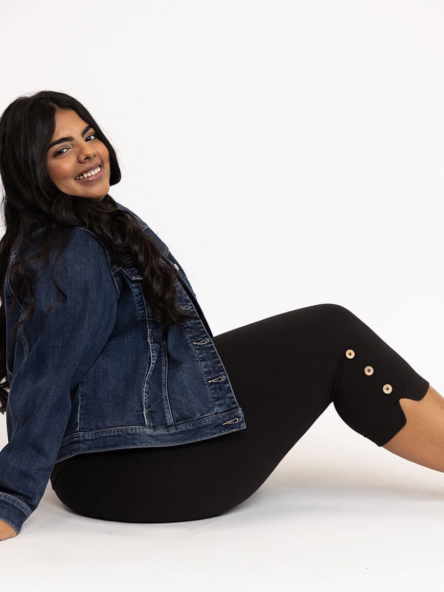 Women's Side Button Capri Legging