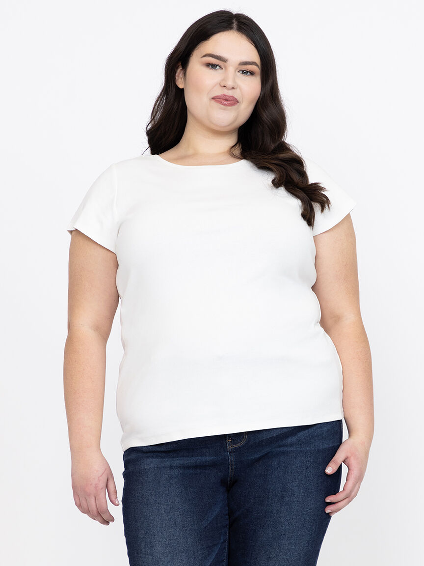 Women's Ribbed Crew Neck Tee