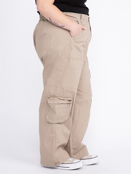 Women's Plus 2 Button Poplin Loaded Cargo Pants Image 3